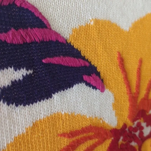 Vintage embroidered cable knit Cardigan tennis sweater 90s - Picture 5 of 9